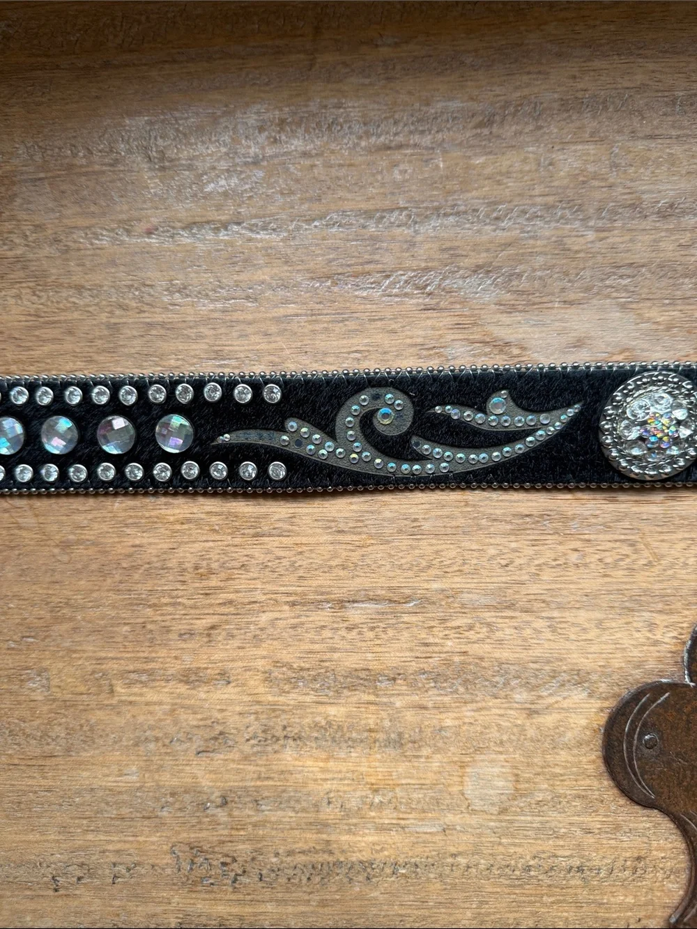 Studded Black Western Belt with Silver Buckle